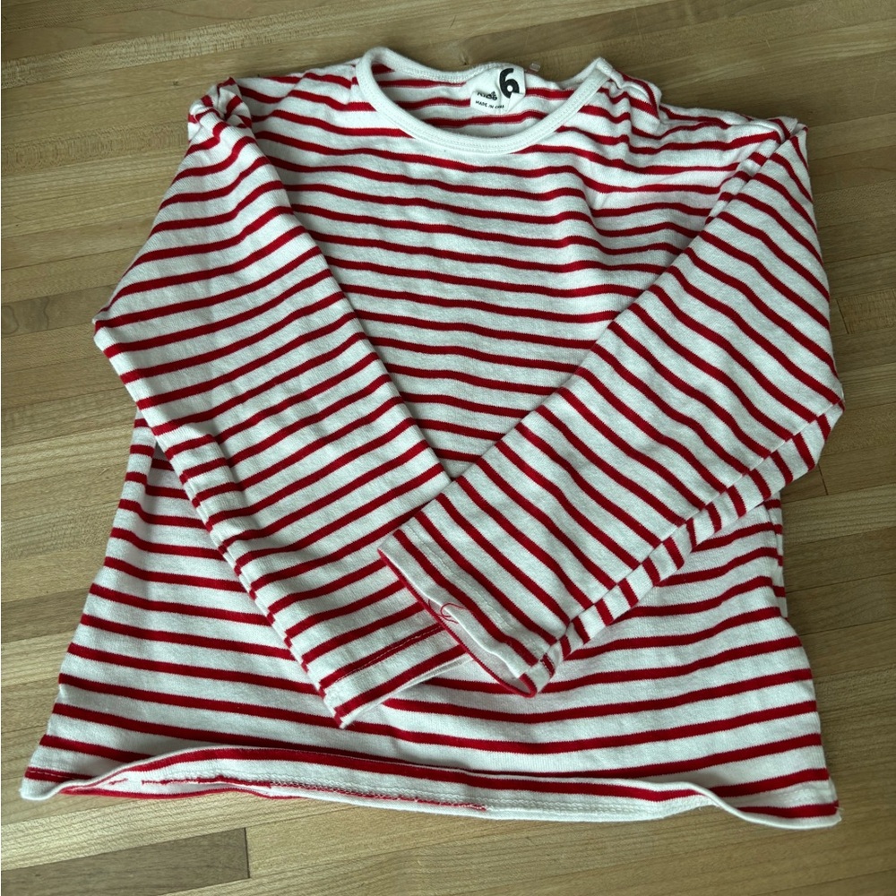 Kids 5/6 Red & White Stripe Long Sleeve Cotton On 100% Cotton
